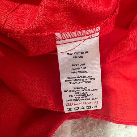 Jason Wu Size XL Red Linen Blend Ruffle Tiered Maxi Dress Resort Coastal Elegant - Picture 5 of 7